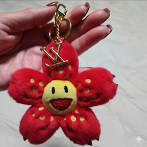 Monogram Flower Bag or Purse Charm - Red